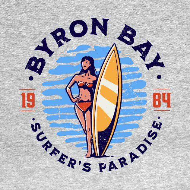Vintage Byron Bay, Australia Surfer's Paradise // Retro Surfing 1980s Badge B by Now Boarding